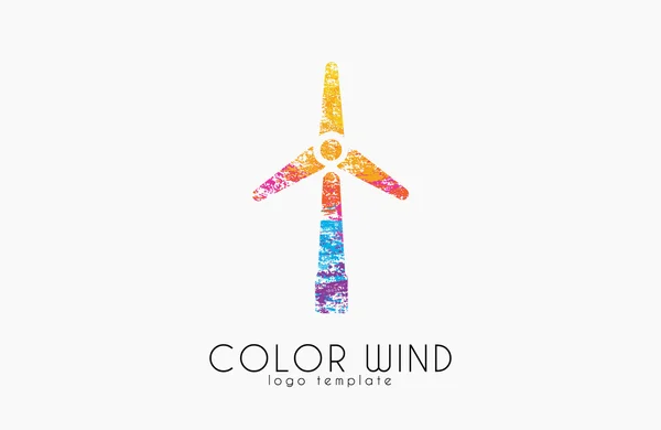 風のロゴ。風力発電ロゴデザイン。クリエイティブなロゴデザイン。エネルギー風車。エネルギーのロゴ — ストックベクタ