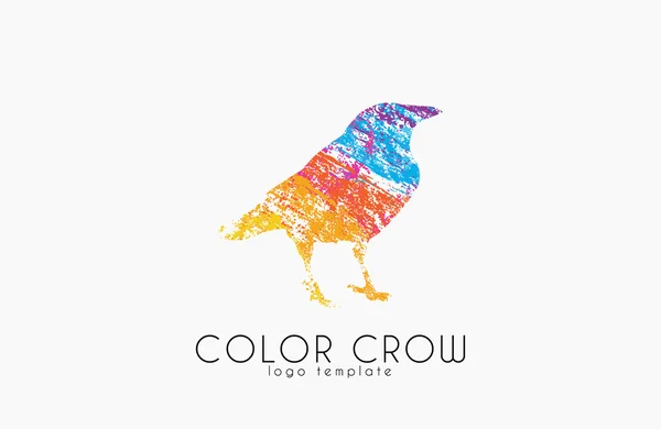 Crow logo. Barevné logo vrány. Pták logo — Stockový vektor