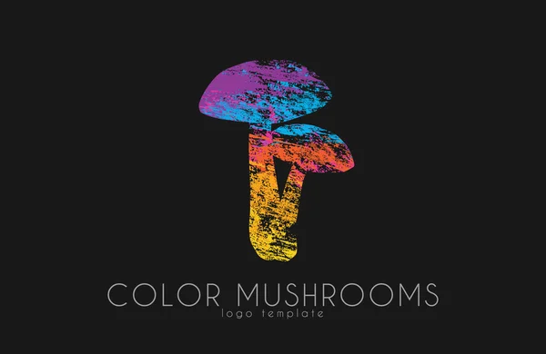 Логотип грибів. Кольорові гриби. Творчий логотип. Лісові гриби — стоковий вектор