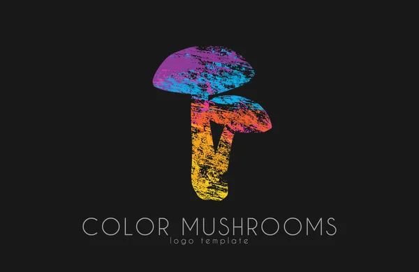 Logo champignons. Colorez les champignons. Logo créatif. Champignons forestiers — Image vectorielle