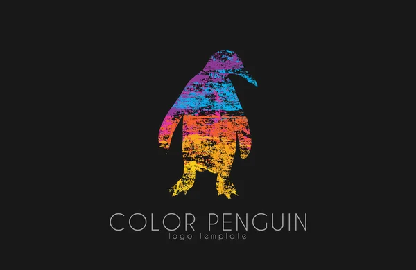 Logo del pinguino. Design del pinguino a colori. Logo creativo — Vettoriale Stock