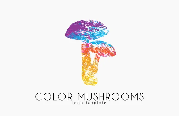 Логотип грибів. Кольорові гриби. Творчий логотип. Лісові гриби — стоковий вектор