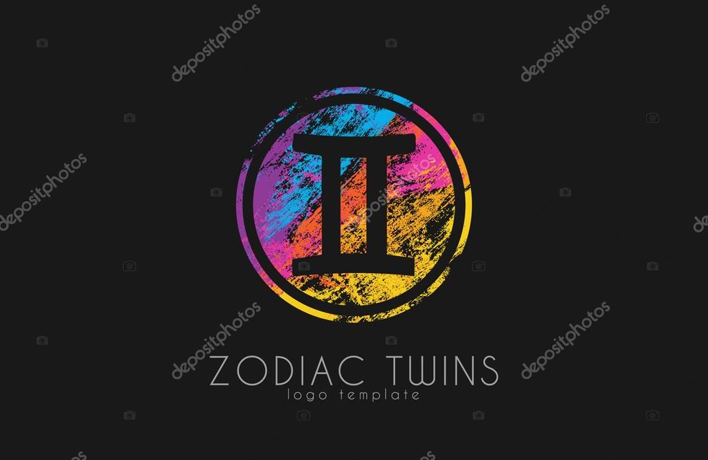 Zodiac twins logo. Twins symbol logo. Creative logo