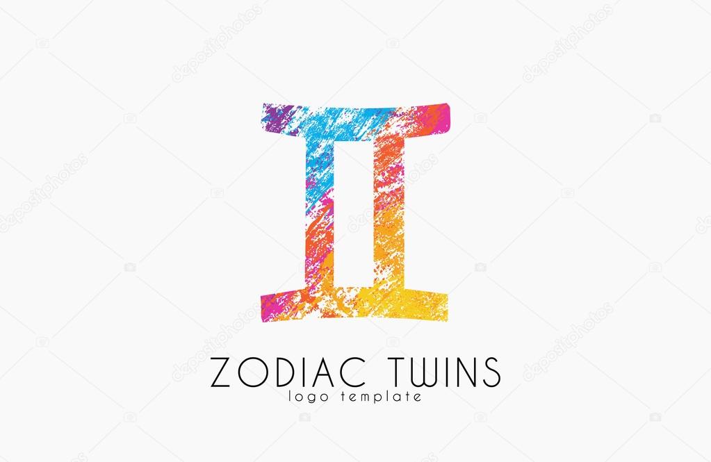Zodiac twins logo. Twins symbol logo. Creative logo