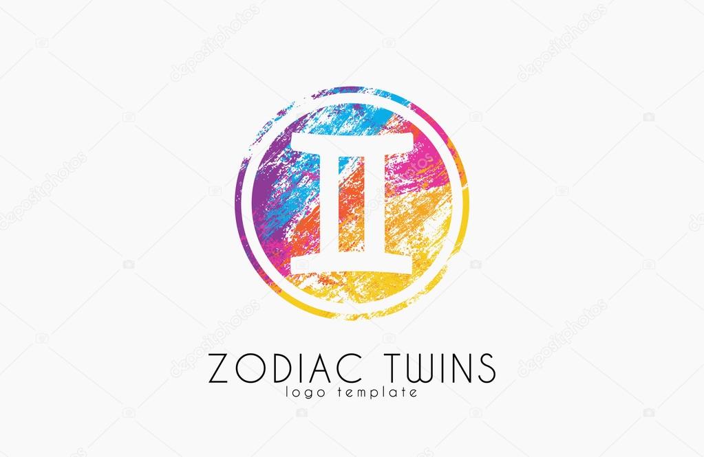 Zodiac twins logo. Twins symbol logo. Creative logo
