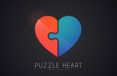 Bilmece kalp. Aşk logosu tasarımı. Kalp logosu tasarımı. Yaratıcı logo
