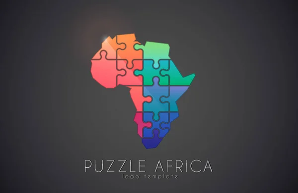 Puzzle Afrika Mapa Afriky Logo Afriky Tvůrčí Logo Creative Africa — Stockový vektor