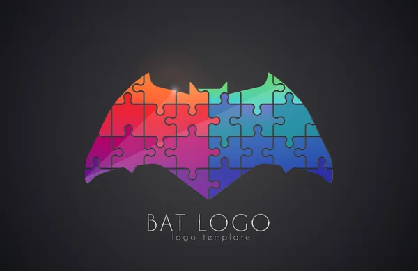 Logo Chauve Souris Batte Couleur Design Logo Créatif Batte Puzzle — Image vectorielle