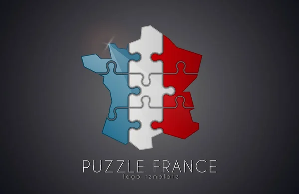 Puzzle Francia Diseño Del Logo Francia Mapa Francia Logo Diseño — Archivo Imágenes Vectoriales