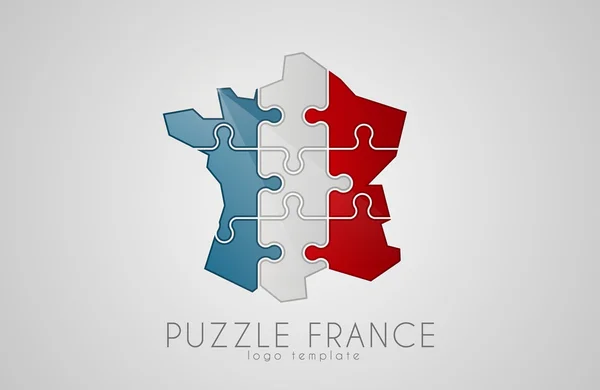 Puzzle Francia Diseño Del Logo Francia Mapa Francia Logo Diseño — Archivo Imágenes Vectoriales