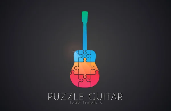 Guitar Logo Puzzle Guitar Logo Design Kreatives Gitarrenlogo Musiklogo — Stockvektor