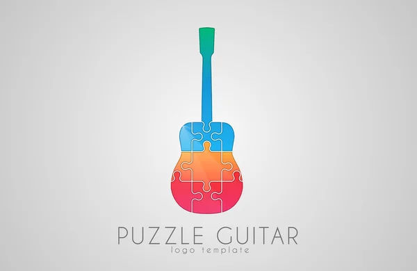Guitar Logo Puzzle Guitar Logo Design Kreatives Gitarrenlogo Musiklogo — Stockvektor