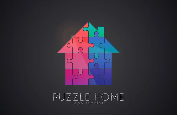 Logo Casa Puzzle Puzzle Casa Diseño Creativo Del Logotipo Casa — Archivo Imágenes Vectoriales