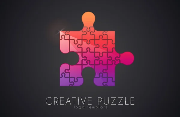 Puzzellogo Creatief Logo Van Puzzelstukjes Kleurenpuzzel — Stockvector