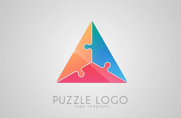 Dreieck Puzzle Logo Puzzle Logo Design Kreatives Logo Farbliches Logo — Stockvektor