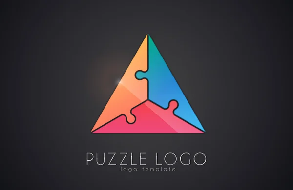 Logo Trojúhelníku Puzzle Logo Design Tvůrčí Logo Koncept Loga Barev — Stockový vektor