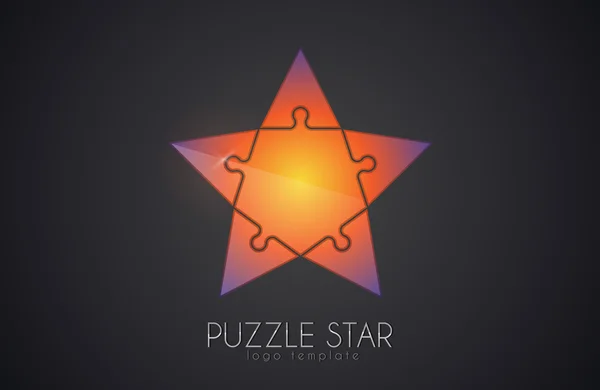 Puzzle Estrela Ícone Multicolorido Modelo Design Logotipo Vetor Conceito Plano — Vetor de Stock