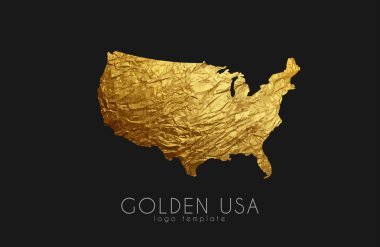 ABD harita. Altın ABD logosunu görmeniz gerekir. Yaratıcı ABD logo tasarımı
