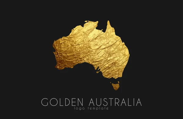 De kaart van Australië. Gouden Australië logo. Creatieve Australië logo ontwerp — Stockvector
