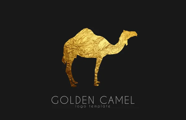 Logo de camello. Camello dorado. Logo animal. Camello elegante — Vector de stock