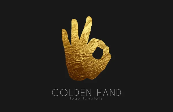 Logo main dorée. logo de la main. Bon symbole — Image vectorielle