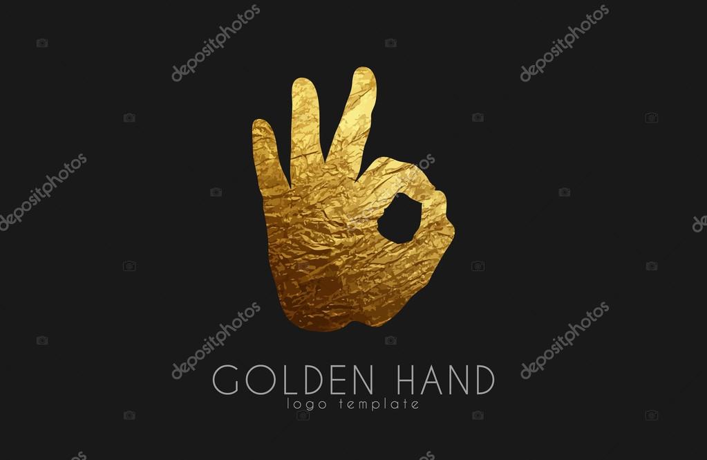 Golden Hand Logo Hand Logo Okay Symbol Stock Vector Image By C Michaelrayback 113887916