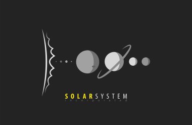 Güneş sistemi. Güneşten gezegenler. Evren. Alanı. Bilim logosunu görmeniz gerekir. Güneş logosu
