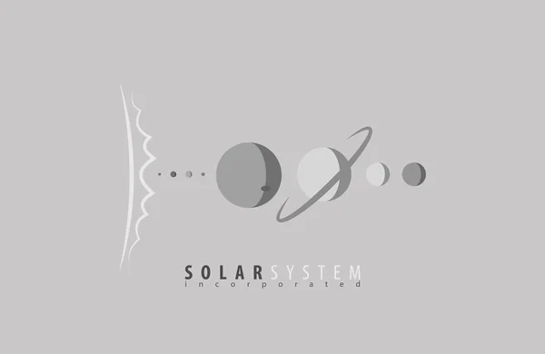 Sistema Solar. Sol. Planetas. Universo. Espaço. Logotipo científico. Logotipo solar — Vetor de Stock