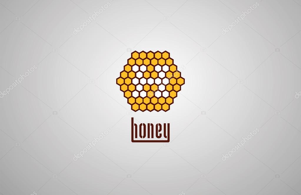 honeycomb logo with honey drop. vector illustration eps 10