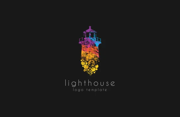 Lighthouse design. rainbow lighthouse. Lighthouse logo. — Stock Vector