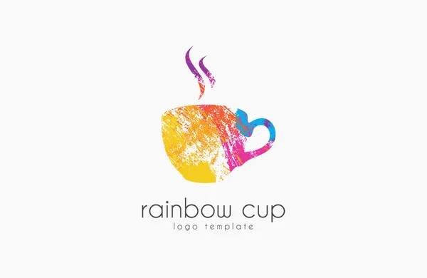 Hrnek logo. Kreativní logo. Rainbow pohár logo. Logo společnosti — Stockový vektor