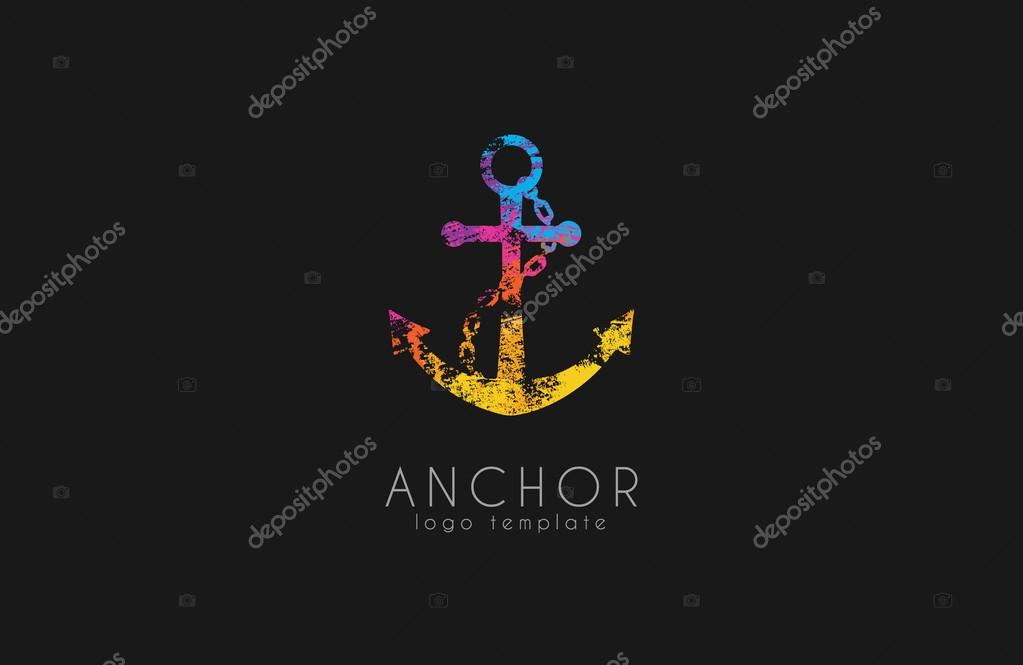 Creative Anchor logo. Rainbow logo. Company logo. Colorful anchor