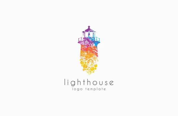 Leuchtturm-Design. Regenbogenleuchtturm. Leuchtturm-Logo. — Stockvektor