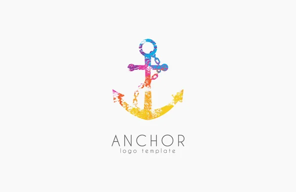 Anker logo. Regenboog logo. Logo van het bedrijf. Kleurrijke anker — Stockvector