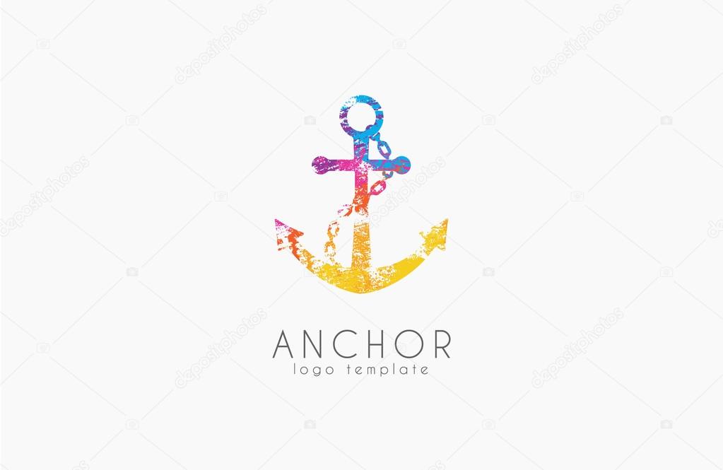 Creative Anchor logo. Rainbow logo. Company logo. Colorful anchor
