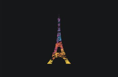 Eifel tower. Paris. France. Rainbow Eifel tower. Grunge eifel tower. Colorful logo