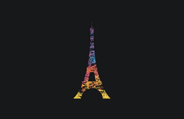 Torre Eifel. París. En Francia. Torre Rainbow Eifel. Torre Grunge eifel. Logo colorido — Vector de stock