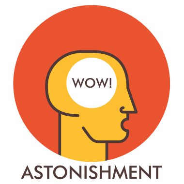 Astonishment. Wow. Line icon with flat design elements. Flat icon. Flat Design. Icon concept.