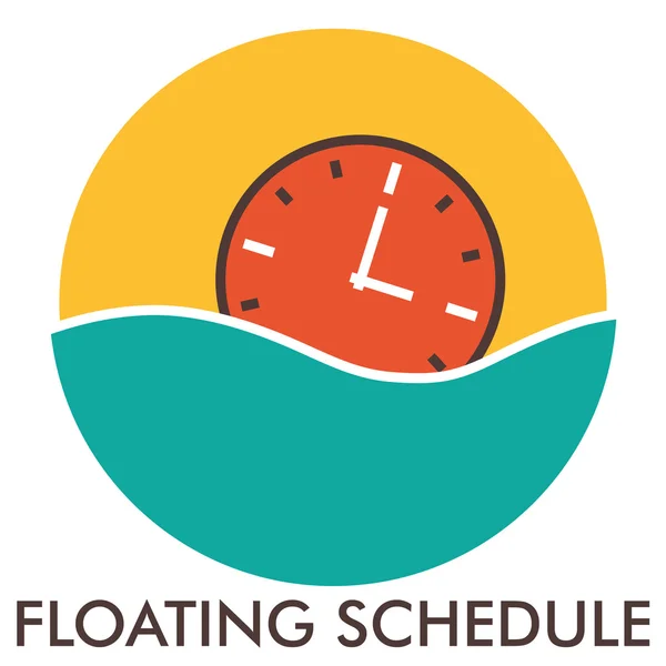 Floating schedule. Time. Clock. Line icon with flat design elements. Flat icon. Flat Design. Icon concept. — Stockový vektor