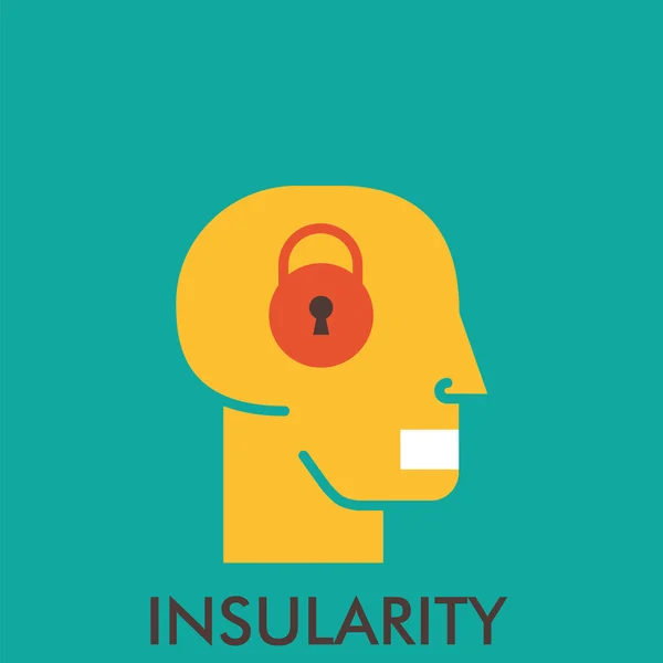 Insularity. Lock. Close Mouse. Secretive. Line icon with flat design elements. Flat icon. Flat Design. Icon concept. — Stockvector