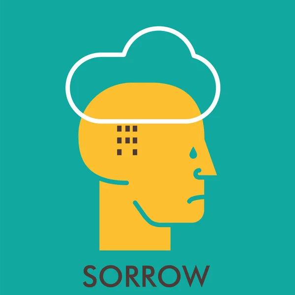 Sorrow. Cloud. Rain. Teardrop. Line icon with flat design elements. Flat icon. Flat Design. Icon concept. — Stockvector