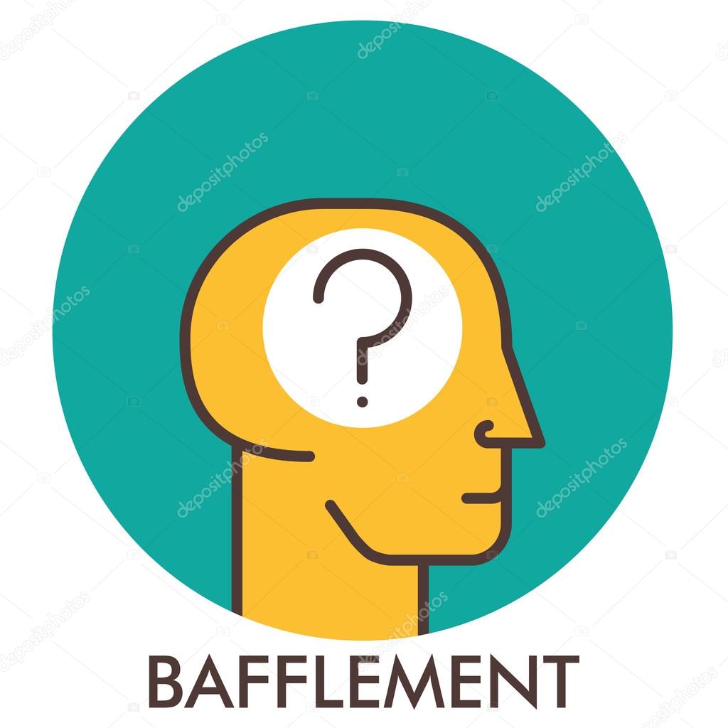 Bafflement. question mark. Line icon with flat design elements. Flat icon. Flat Design. Icon concept.