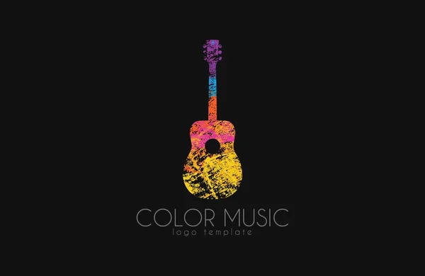 Guitare. Logo coloré. Une guitare arc-en-ciel. logo musical. Logo créatif — Image vectorielle
