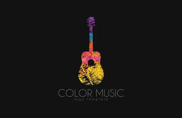 Guitar. Colorful logo. Rainbow guitar. music logo. Creative logo — Stock Vector