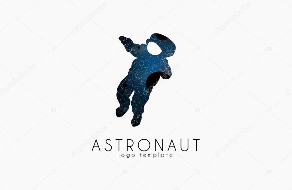 Astronaut logo. Cosmic logo. Stars and planet logotype. Space concept logo. Creative logo