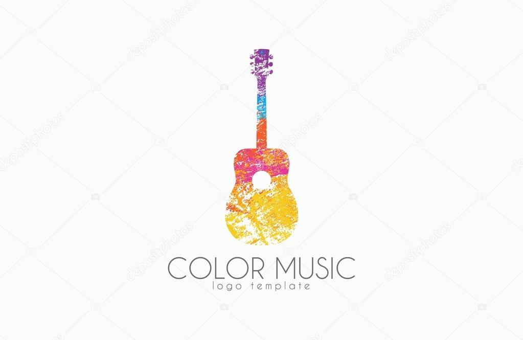 Guitar. Colorful logo. Rainbow guitar. music logo