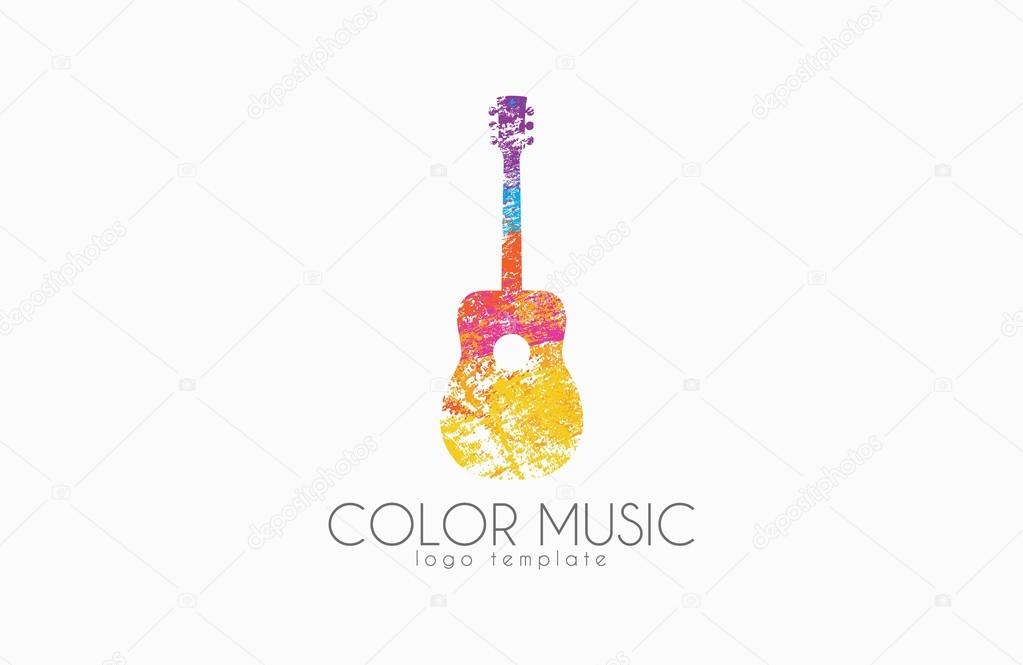 Guitar. Colorful logo. Rainbow guitar. music logo. Creative logo