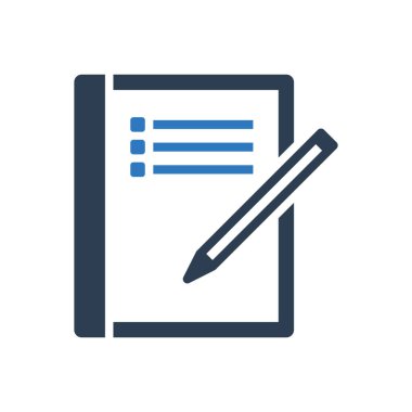 Günlük ve kalem simgesi, defter simgesi vektör sembolü