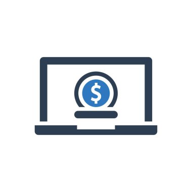 para ödeme simgesi, çevrimiçi bankacılık sembolü dizüstü bilgisayar vektör illüstrasyonu