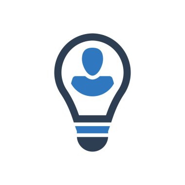 İş adamı fikir simgesi - ampul simgesi - vektör illüstrasyon sembolü